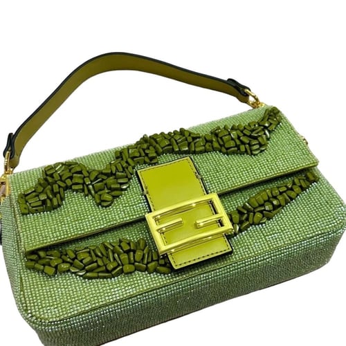 Vintage Fendi green Stone Bead Baguette