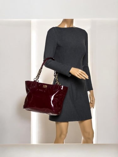 Coach Burgundy Patent Leather Madison Zip Tote