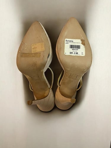 Balmain Beige Slingback Heels ,size :37