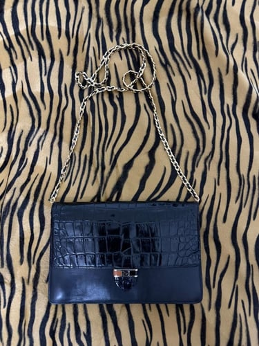 Fendi back Crocodile-Patterned Chain Handbag