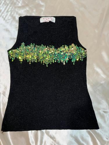 René Derhy Black Sequin Sleeveless Knit Top - Size...