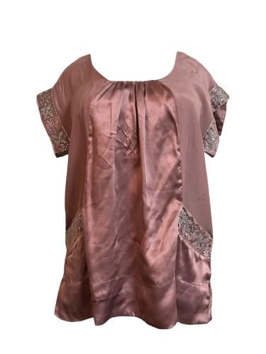 Virginie Castaway Dusty Pink Embellished Satin Top- real silk - Size M/L