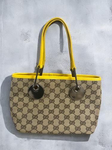Gucci Beige/yellow GG Canvas and Leather Mini Ecli...