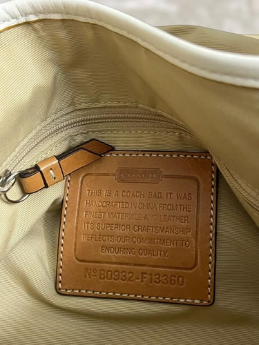 Coach Blue and White Monogram Flap Shoulder Bag