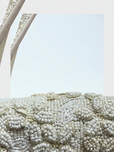 Staud White Beaded Shoulder Bag