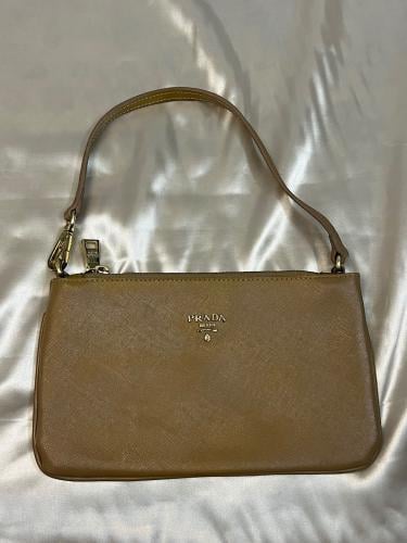 Prada Tan Saffiano Leather Shoulder Bag