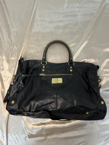 Gianni Bini Black Leather Large Tote Bag