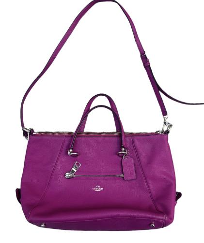 Coach Magenta Pebbled Leather Prairie Satchel
