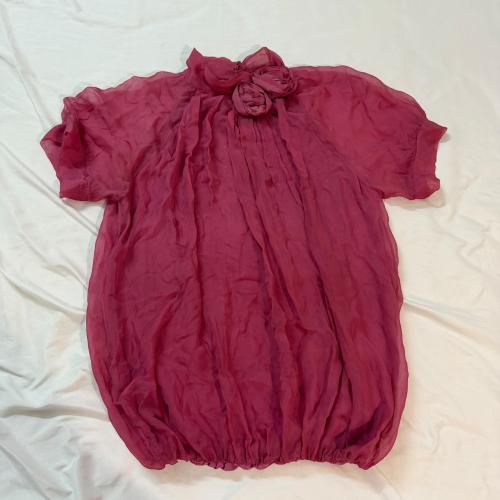 Phase Eight Magenta Silk High-Neck Rosette Top 100%silk- Size M-L