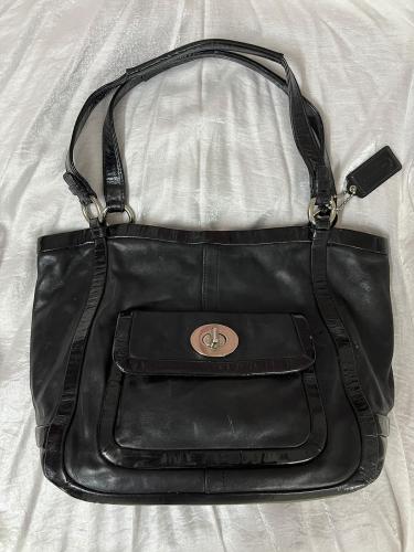 Coach Black Leather Tote Bag