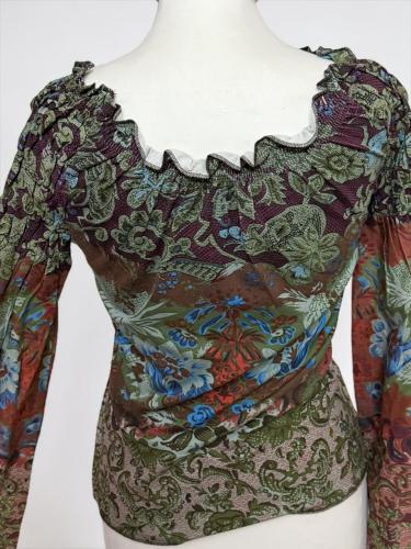 Floral Printed Blouse with Ruffled Sleeves - Size...