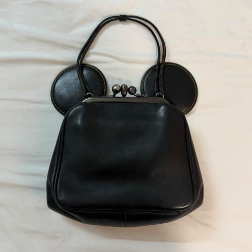 Disney x Coach Black Leather Kisslock Mickey Mouse Bag