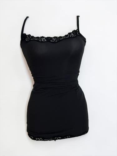 SKIMS Black Lace Trim Slip Dress - Size XXS