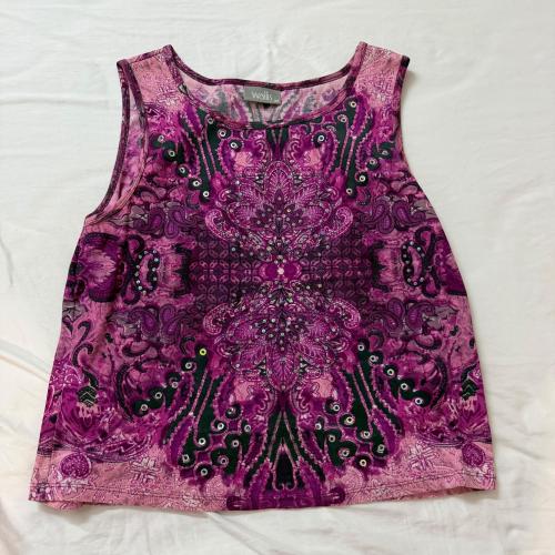 Wallis Pink & Purple Paisley Embellished Sleeveless Top - Size 20