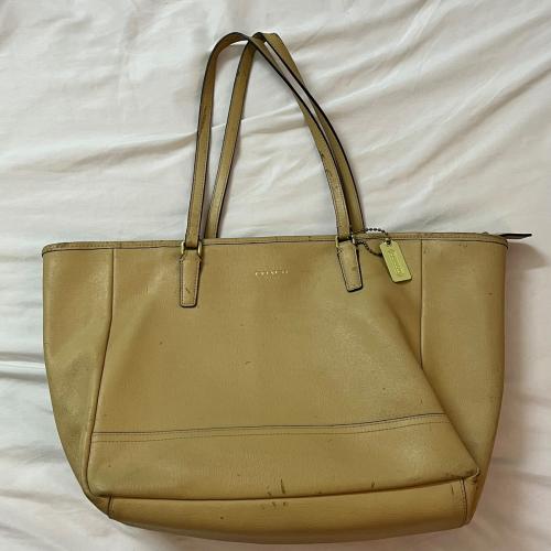 Coach Beige Leather Tote Bag