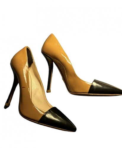 PRADA Patent Leather Colorblock Pattern Pumps, siz...