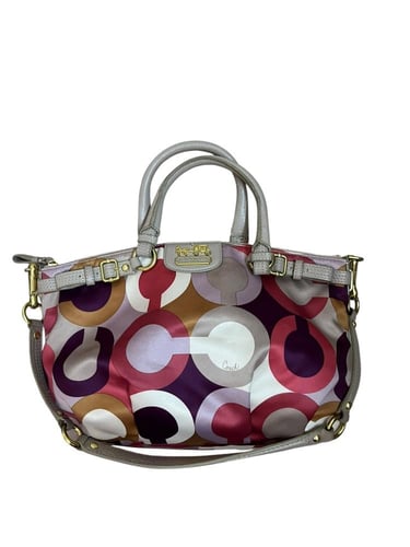 Coach Multicolor Op Art Satin and Leather Sophia S...
