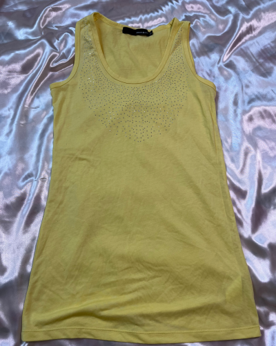 Samuel & Kevin Yellow Rhinestone Embellished Tank Top - Size L