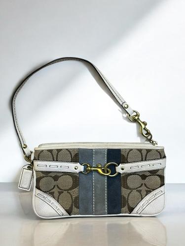 Coach Leather Trim Canvas Clutch