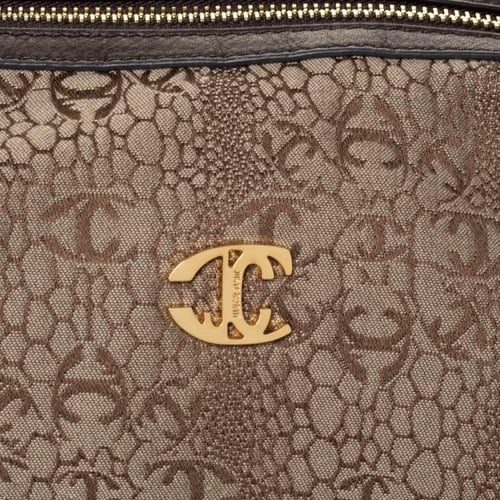 Just Cavalli Brown Signature Canvas Chain Hobo