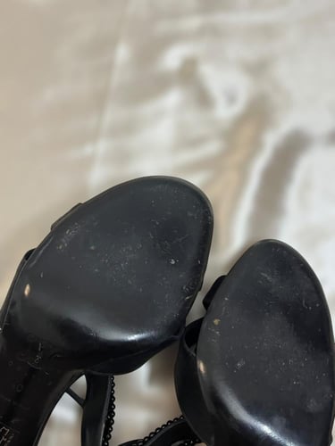 Celine Black Beaded Heeled Sandals - Size: 40
