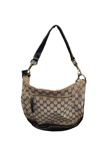 Gucci GG Canvas Hobo Bag Beige and Leather
