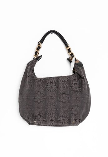 Just Cavalli Brown Signature Canvas Chain Hobo