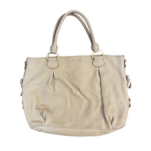 MIU MIU Beige Leather Top Handle Bag