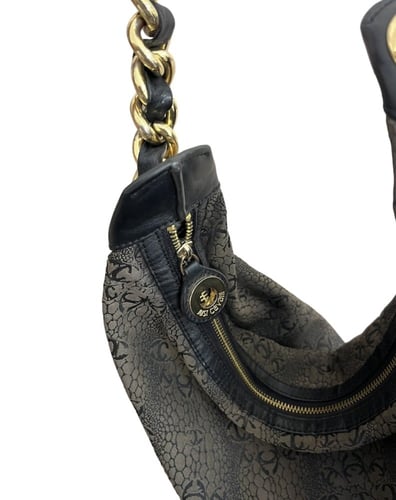 Just Cavalli Brown Signature Canvas Chain Hobo