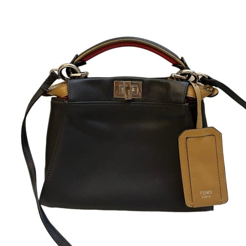 Fendi Fendi Black Leather Mini Peekaboo Top Handle...