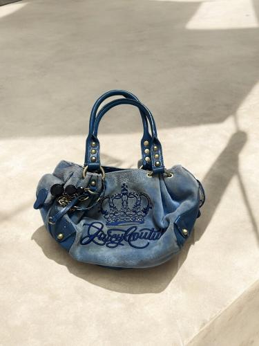 ‏Juicy Couture Blue Blinged Crown Fluffy Bag “very...