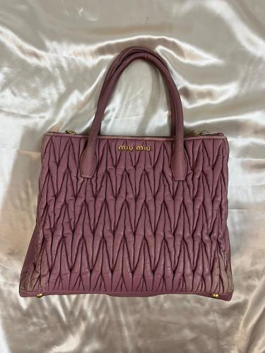 Miu Miu Pink Matelassé Leather Tote Bag