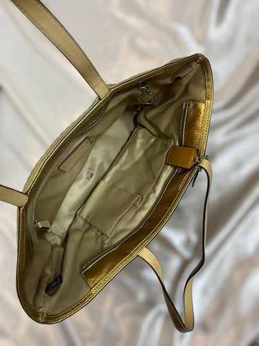 Coach Gold Quilted Signature Tote Bag