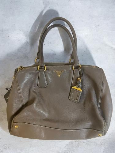 Prada Dark Beige Cervo Leather Tote