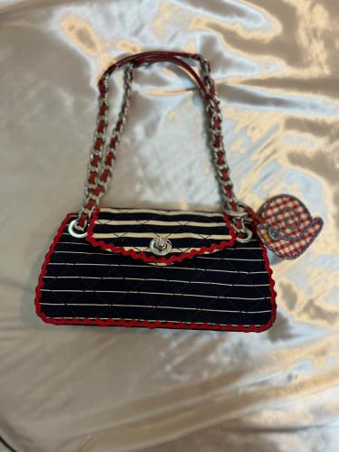 Moschino Cheap & Chic Navy and Red Quilted Crossbo...