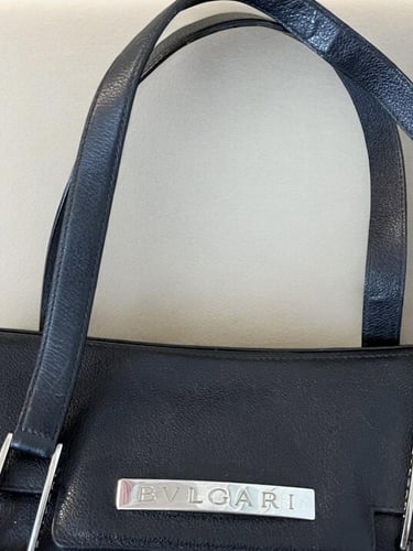 BVLGARI SHOULDER BAG LEATHER BLACK