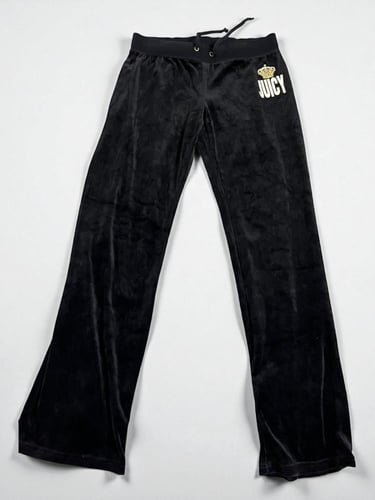 Juicy Couture Black Velour Pants with Crown “JUICY...