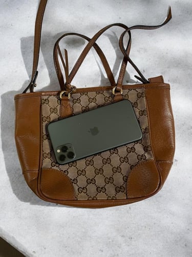 Gucci Beige/Brown GG Canvas And Leather Bree Bag