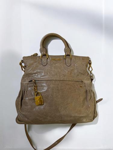 ‏MIU MIU Shoulder Bag Leather 2way Beige bag