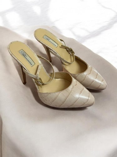 Balmain Beige Slingback Heels ,size :37