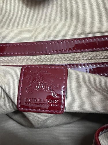 Burberry Burgundy/Beige Nova Check PVC and Patent...