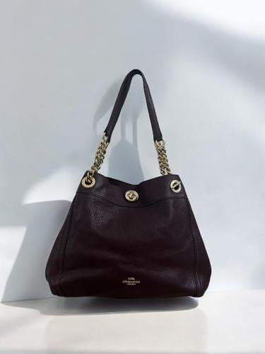 Coach 36855 burgundy Edie Leather Shoulder Bag
