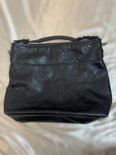 Coach Black Embossed Leather Shoulder Bag