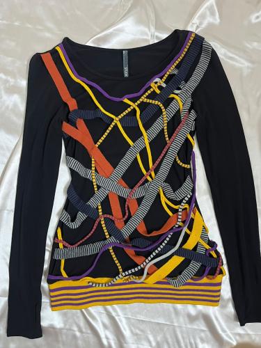 PIANURA STUDIO Long Sleeve Abstract Pattern Top -...