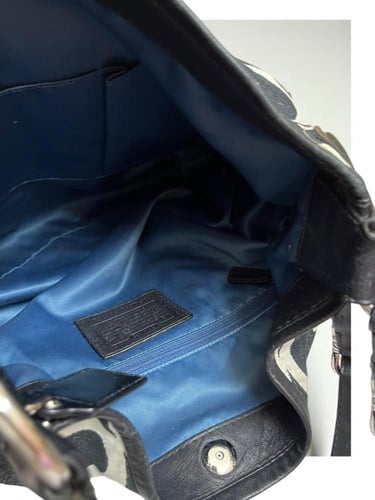 Coach Beige /black Monogrammed Handbag