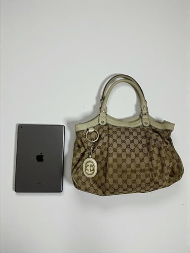Gucci Beige GG Canvas Tote Bag