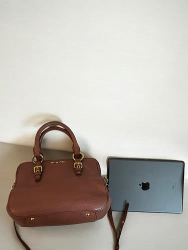 Miu Miu Old Rose Pink Madras Leather Doctor Bag