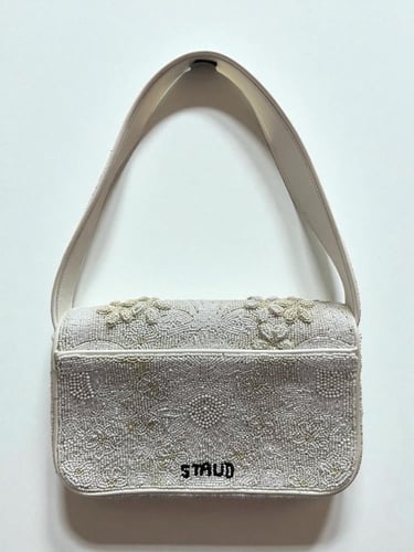 Staud White Beaded Shoulder Bag