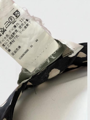 Max Mara Black Polka Dot Long Sleeve Blouse with B...