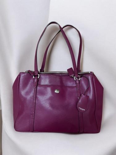Coach Purple Leather Tote Bag